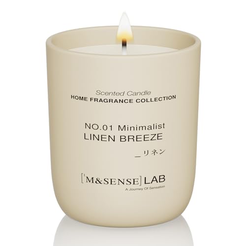 M&SENSE Natural Soy Candle| Linen Breeze | 5.3 oz | Mini Scented Candles for Relaxation Meditation Home Dcor | for Bedroom Office Party Small