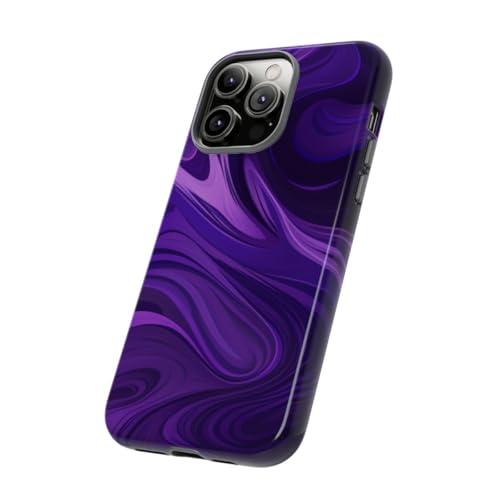Coque rigide violette motif vague abstraite pour iPhone 14 Pro Max brillante - 2
