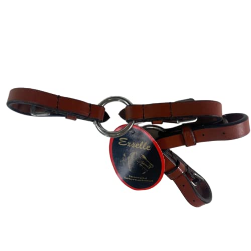 Exselle Elite Medium Brown Ringed Bit Converter - Horse Bit Converter for Equestrians, Horse Tack Accessory, Leather with Stainless Steel Ring and Buckle, Pelham Rounding, Converts to One-Rein Bits