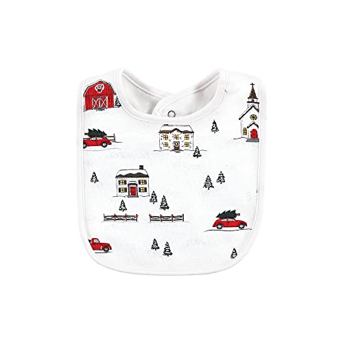 Image of Hudson Baby Unisex Baby Cotton Bib and Sock Set, Christmas Scene, One Size