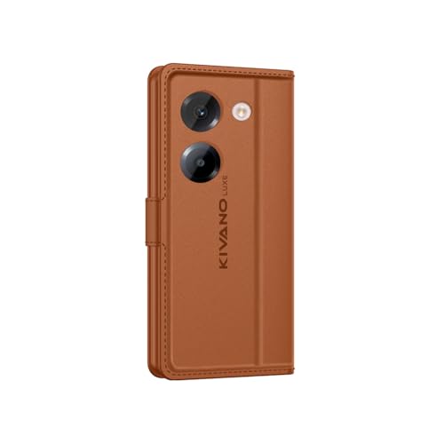 Image of KIVANO LUXE Compatible for Poco M7 Pro 5G Luxury Handmade Leather Magnetic Flip Folio Case | Card Holder & Kickstand | Slim Protective Cover | Unisex - Brown