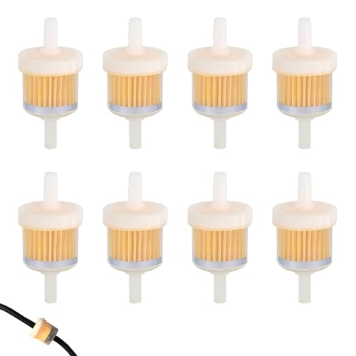 8 Piezas Filtros de Combustible en Línea Universal para Manguera de 6 mm, Filtro de Gasolina Reutilizable Transparente, Compatible con Motores de Motos, Scooters, Ciclomotores, Cortacésped y Tractores