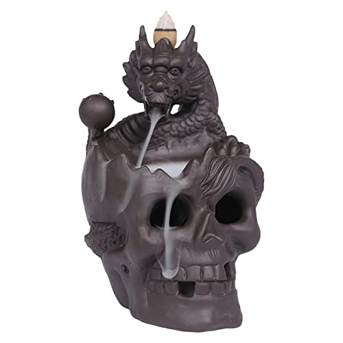 Ailopta Porte-encens tête de Mort | Brûleur d'encens de Fontaine de fumée à Reflux d'argile Violette,Porte-encens en céramique à Reflux de diffuseur de crâne pour décor de bâtons d'encens