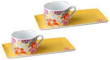 222/8067-Set 2 Porzellan Tee Gourmand Urban Tropic