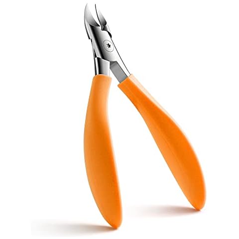 FVION Precision Toenail Clippers For Thick or Ingrown Toenails, Thick Fingernail Toenail Cutter/Colorful Nail Clippers Heavy Duty Stainless Steel - Velvet Soft Grip Handle (Orange) Cover