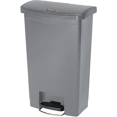 Rubbermaid Commercial Products Slim Jimu00a01883602 - Contenedor con pedal frontal, capacidad de 50 l, gris