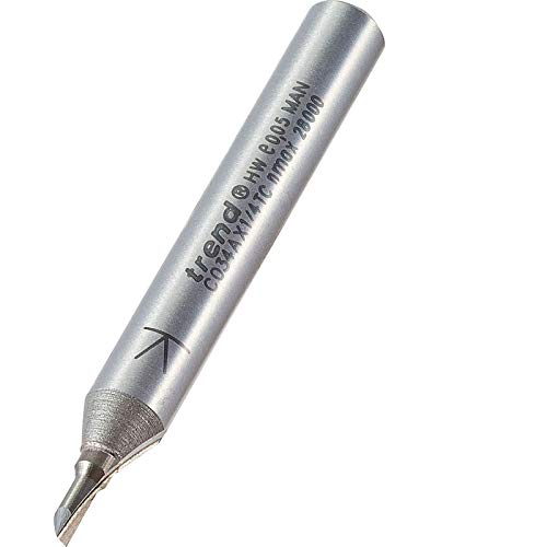 Trend CraftPro One Flute Straight Router Cutter Bit, 1/4 Inch Shank, 2mm Cut Diameter & 5mm Cut Length, Tungsten Carbide Tipped, C034AX1/4TC