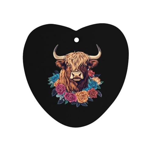 Highland Cow Car Air Freshener Hanging Aromatherapy Tablets for Car Accessories Love form