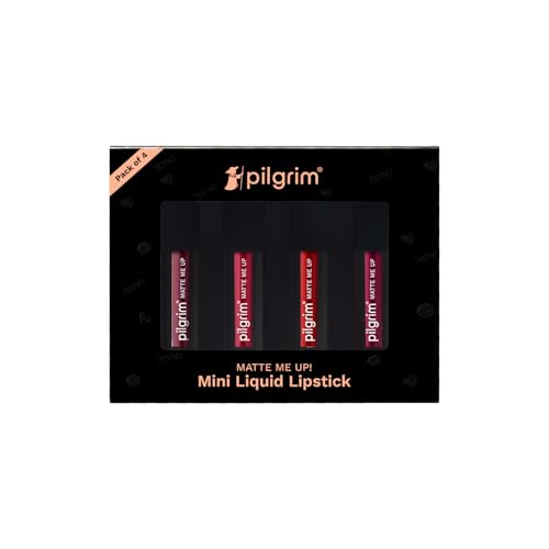 Image of Pilgrim Matte Mini Liquid Lipstick 4 in 1 Pack Smudgeproof, Hydrating & Lightweight (Bold Mistress, 4 ml)