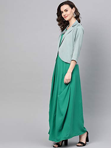 Image of Cottinfab Women's Rayon Blend Pleated Maxi Casual Dress