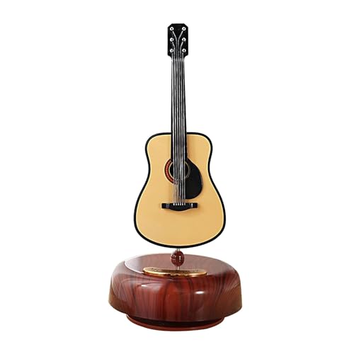Image of AUGEN Exclusive Music Box Musical 360 rotatable Carousel Children's Wooden Men and Women Birthday Creative Christmas Valentine's Day Gift Home Decoration (Guitar)