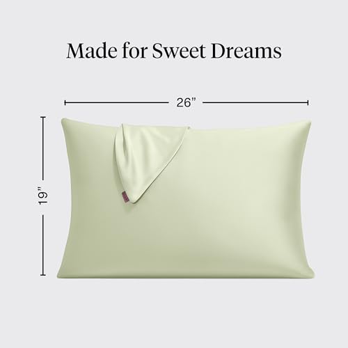 Image of Kitsch Satin Pillowcase with Zipper - Standard Size, Sage | Softer Than Silk Pillow Cases, Smooth Cooling Satin Pillow Case for Hair and Skin, Wrinkle-Free, Machine Washable