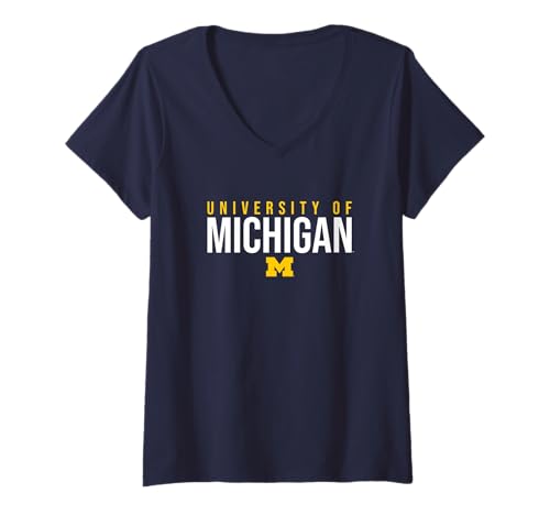 Womens University of Michigan Wolverines U of M Stacked V-Neck T-Shirt