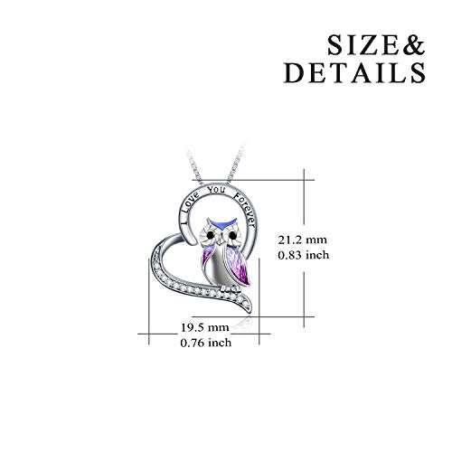 YFN Owl Necklace Sterling Silver I Love You Forever Heart Owl Gifts for Women4