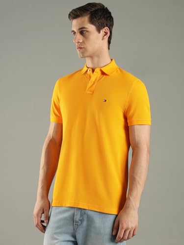 Image of Tommy Hilfiger Solid Regular fit Cotton Polo t-Shirt