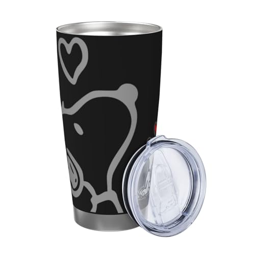 マグカップ スヌーピー (2) コーヒーカップ コンビニカップ 保冷 保温 タンブラー ステンレス製 大容量 真空断熱マグ 蓋付き 持ち運び 直接ドリップ 車用 600ml Straw Three-piece Set