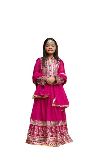 Girl's Indian Party Wear Gown Dress for Kids Georgette Fabric, Embroidery and Sequin Work