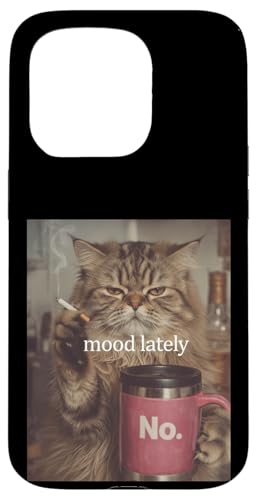 Mood Lately Distressed Cat Face Meme Parody �X�}�z�P�[�X iPhone 15 Pro �p