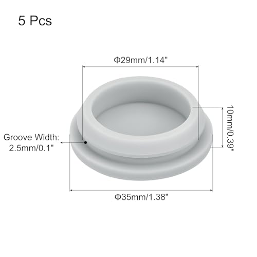 Image of MECCANIXITY 5pcs Silicone Snap in Locking Hole Plugs,29mm /1.1 Inch Mounting Diameter Narrow Groove Width 2.5mm Panel Seal Cover Round for Kitchen Bulkheads Waterproof Sealing Plugs Grey