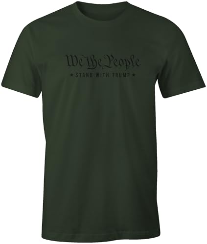 Ink Trendz We The People Stand with Trump 2024 Cotton Men's T-Shirt MAGA Vance Donald Trump T-Shirt (X-Large, Military Green)