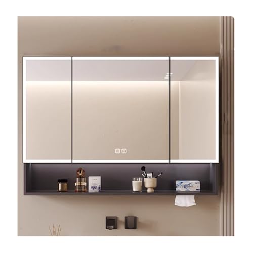 Armoire de salle de bain moderne avec miroir anti-buée, rangement mural en aluminium pour médicaments et essentiels, armoire blanche de 60 cm pour couloirs...