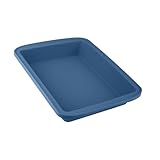 Sunsetbaby Silicone Baking Pan, Deep Rectangular Bakeware Cake Pan with Handles, Compatible with Fancy Panz, for Lasagna, Cake, Brownie or Family Dinner, 12.6 x 9.8 x 2.1 Inch (Blue)