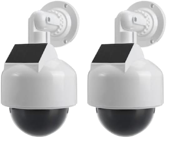 Caméra factice LED Chacon avec panneau solaire pour extérieur en lot de 2