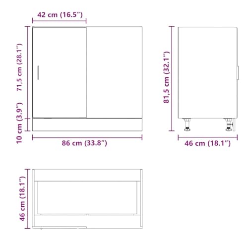 Vidaxl Mobiletto “Lyon” Grigio Sonoma 80X46X81,5 Cm - 3