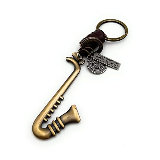 H-Customs saxofón clarinete instrumento musical oro cuero llavero colgante oro