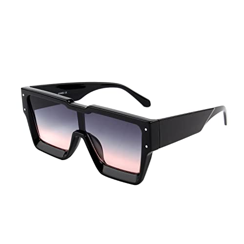KENBO Oversized Sunglasses for Women Men Trendy Square Sun Glasses One Piece Lens Big Sunglasses