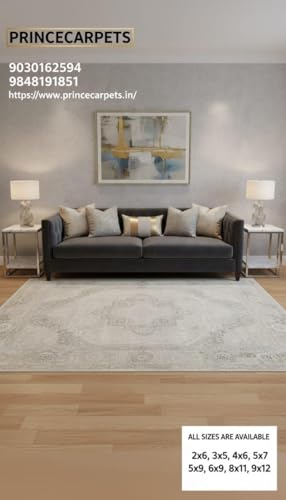Image of 4x6 Feet (120x180 CM) Carpet for Living Room Hall & Bedroom - Beige Brown Modern Abstract Geometric Silk-Touch Luxury Hotel-Style Washable Anti-Skid Turkish Area Rug