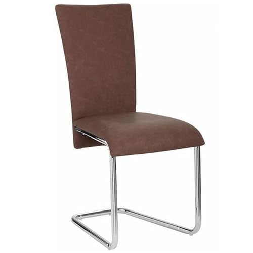 Riess Ambiente 2er Set Freischwinger Modena - braun Silber - Kunstleder verchromtes Metall - Bauhaus Design zeitlos Esszimmerstuhl