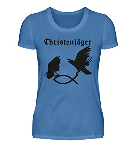 T-Shirt Odins Raben Hugin et Munin pour Femme Turquoise en Taille M