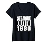 Photo Gallery donna straight outta 1980 45 years old gifts vintage 45th birthday maglietta con collo a v Photo Gallery donna straight outta 1980 45 years old gifts vintage 45th birthday maglietta con collo a v