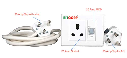 Image of BITCORP 16A Heavy Duty Power Extension Board with Multi Socket, 5000W, 3 Meter 4.0mm Electric Cord for AC, Refrigerator, EV Charger, Washing Machine, Geyser