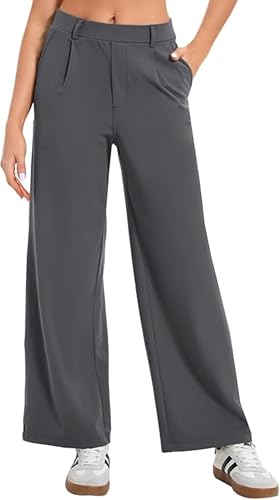 Image of Oyamiki Women's Business Casual High Waisted Dress Pants with Pockets Wide Leg Work Pants Trousers Fashion Fall Outfits
