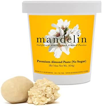 Mandelin Premium Almond Paste: No Sugar Added, 66% Almonds, 34% Maltitol (2 lb)