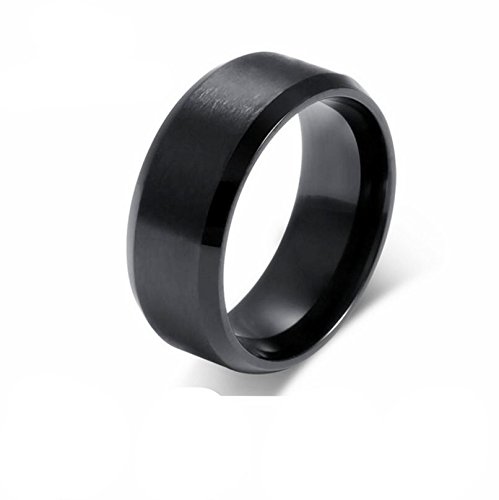 Via Mazzini Black Stainless Steel Proposal Engagement Band Ring for Men and Boys (Ring0541) US Size - 9