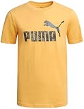 PUMA Boys' T-Shirt - Cat Logo T-Shirt for Boys - Athletic Crewneck Short Sleeve Tee (S-XL), Size Large, Apricot