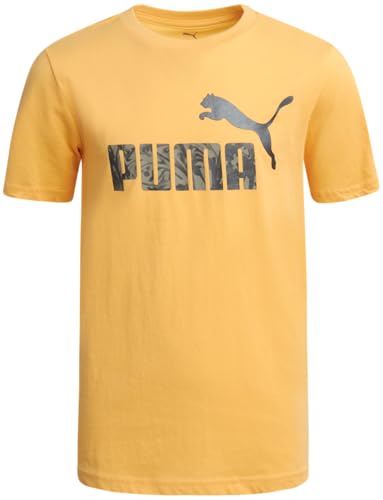 PUMA Boys' T-Shirt - Cat Logo T-Shirt for Boys - Athletic Crewneck Short Sleeve Tee (S-XL), Size Large, Apricot