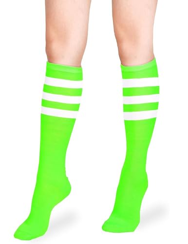 Image of Athletic Knee High Socks Stripe Running Baseball Thigh High Stockings Outdoor Sport Tube Socks