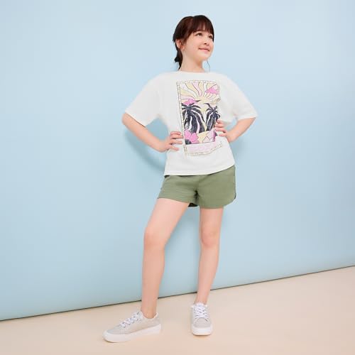 Image of Roxy Girls' Soleil Elastic Waist Shorts, Drawstring Closure, Soft & Comfortable Fit