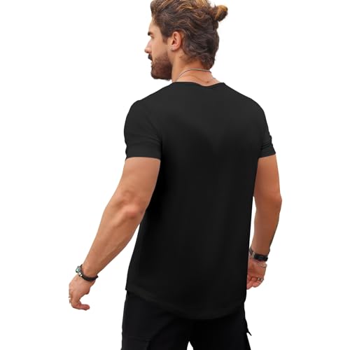 Mens V-Neck Shirt Casual Fashion Longline T Shirts Tee 5