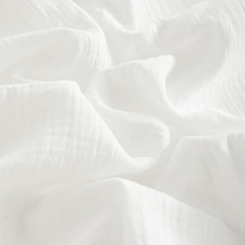 Image of NTBAY 2 Pack Muslin Cotton Crib Sheets, Soft and Breathable Double Layer 28x52 Baby Crib Sheets for Standard Crib and Toddler Mattresses, Boys, Girls, Unisex, White, 28x52 Inches