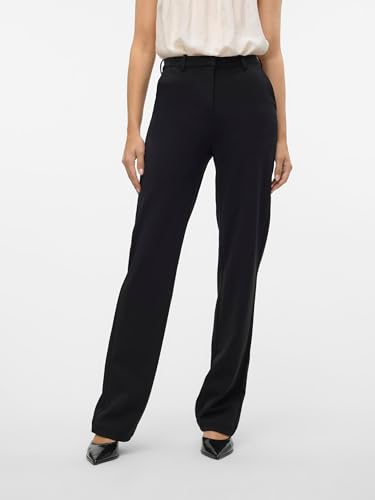 VERO MODA Legere Stoffhose Elegante Damen Stretch Culotte Gerade Business Pants, Farben:Schwarz-2, Größe:XL / 34L, Z-Länge:L34