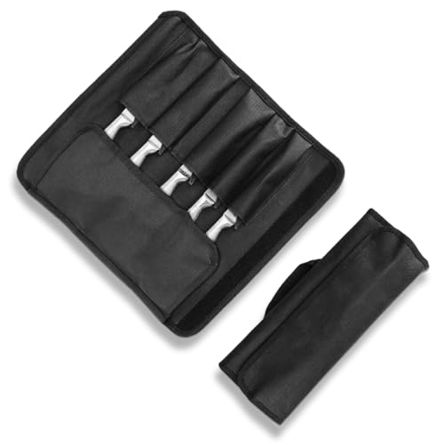 AOEVUIR Koch Messer Roll Bag, Tragbare Wachs Leinwand Messer Tasche, 5 Slots Messer Besteck Werkzeug Roll Case für Camping und Wandern, Heavy Duty...