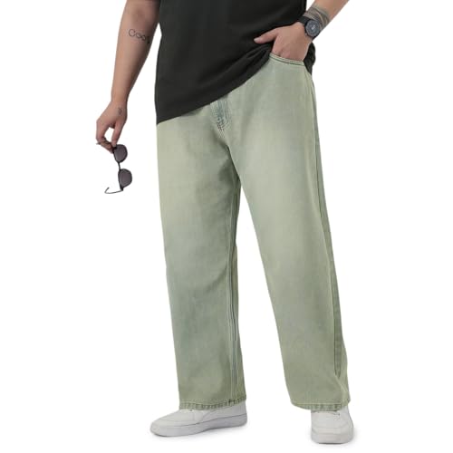 Image of Urbano Plus Men's Loose Baggy Fit Heavy Washed Jeans Non-Stretchable