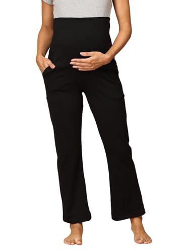 Image of The Mom Store Maternity Track Pants | for Pregnant Women with Ultimate Comfort | Prenatal Yoga Pants | Pre and Post Pregnancy