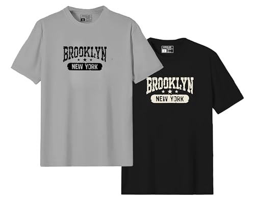 Image of JUGULAR Men's Half Sleeve Cotton Printed Combo Tshirt (Pack of 2)