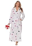 Dreams & Co. Plus Size Plush Wrap Robe - 22/24, White Stars